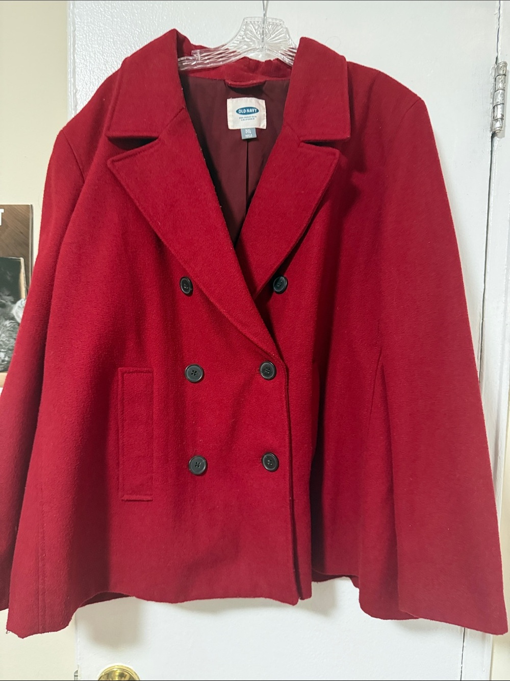 Old Navy Women's Red Double-Breasted Peacoat